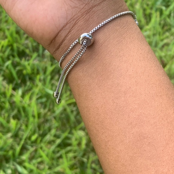 Adjustable Dark Blue Rhodium Bracelet - Picture 3 of 4